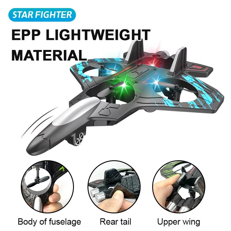 Rechargeable RC Fighter Plane for Kids | Remote Control Airplane Toy with LED Lights | High Speed Glider Plane | Durable Flying Toy Gift