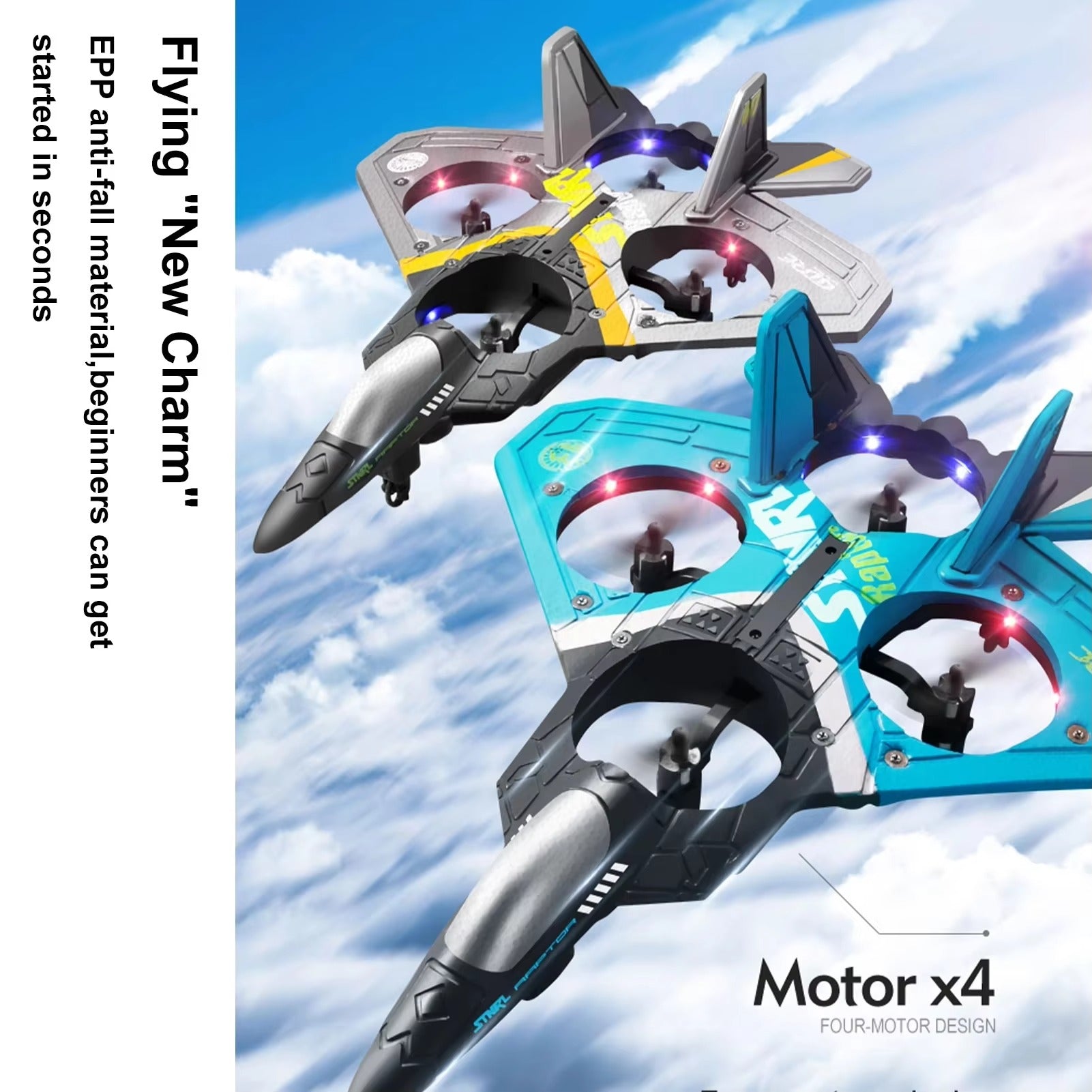 Rechargeable RC Fighter Plane for Kids | Remote Control Airplane Toy with LED Lights | High Speed Glider Plane | Durable Flying Toy Gift