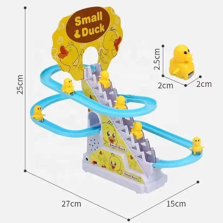 Duck Slide Toy Set for Kids | Electric Climbing Stairs and Sliding Track Game with LED Lights and Music | Fun Roller Coaster Duck Toy for Toddlers