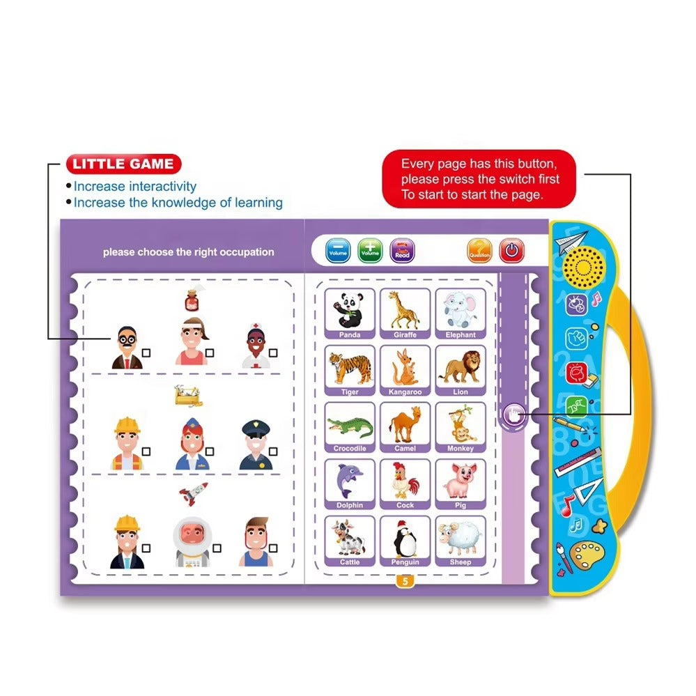 English Learning E-Book for Kids | Interactive Sound Book with Letters Numbers Words & Activities | Educational Talking Book for Toddlers