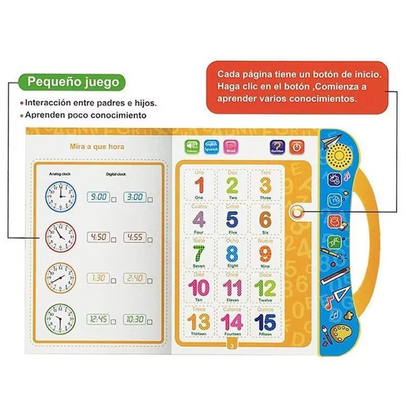 English Learning E-Book for Kids | Interactive Sound Book with Letters Numbers Words & Activities | Educational Talking Book for Toddlers