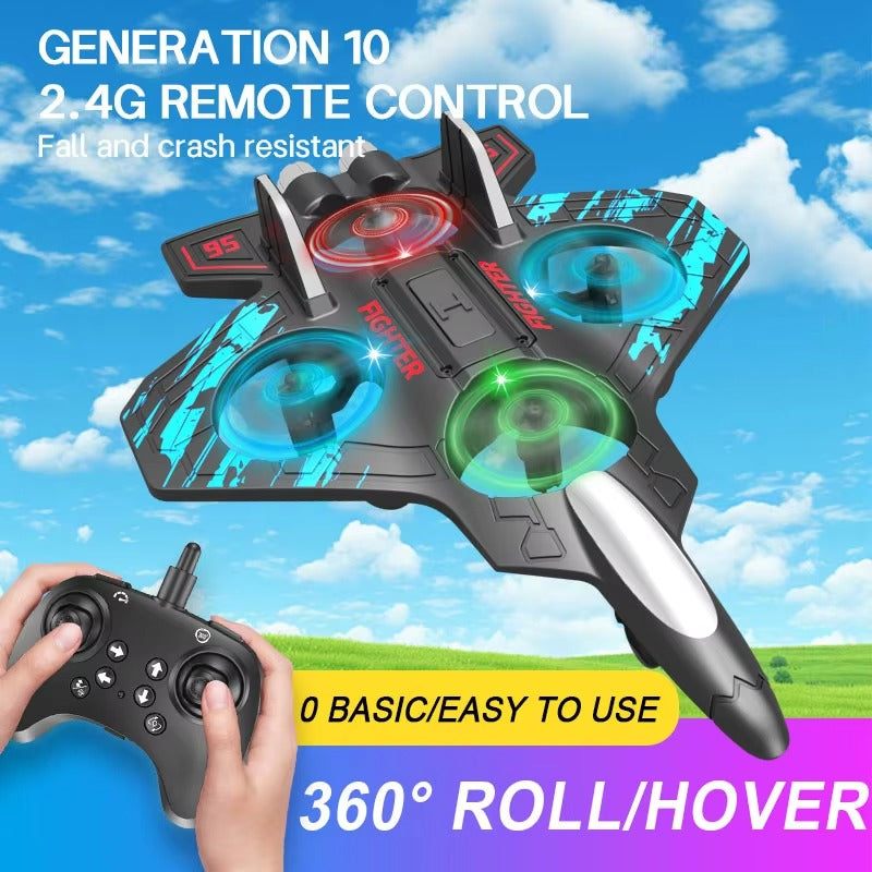 Rechargeable RC Fighter Plane for Kids | Remote Control Airplane Toy with LED Lights | High Speed Glider Plane | Durable Flying Toy Gift