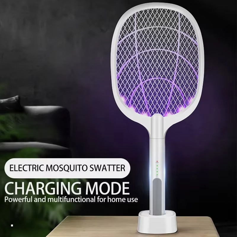 2 in 1 Rechargeable Mosquito Killer Racket with LED Lamp | USB Bug Zapper & Fly Swatter