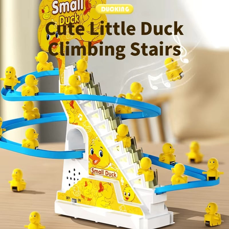 Duck Slide Toy Set for Kids | Electric Climbing Stairs and Sliding Track Game with LED Lights and Music | Fun Roller Coaster Duck Toy for Toddlers