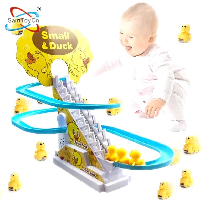 Duck Slide Toy Set for Kids | Electric Climbing Stairs and Sliding Track Game with LED Lights and Music | Fun Roller Coaster Duck Toy for Toddlers