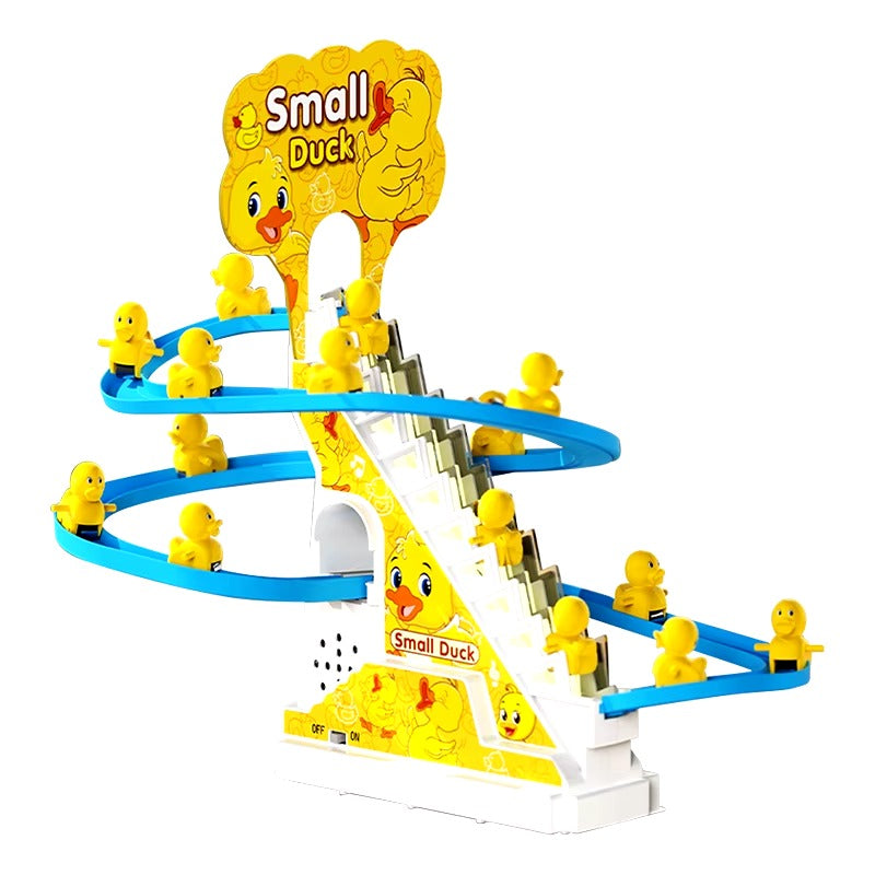 Duck Slide Toy Set for Kids | Electric Climbing Stairs and Sliding Track Game with LED Lights and Music | Fun Roller Coaster Duck Toy for Toddlers
